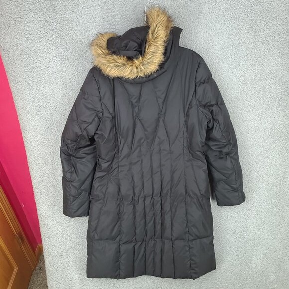 Marc New York Jacket Womens Xl Black Down Puffer Parka Hooded Faux Fur - Picture 2 of 13